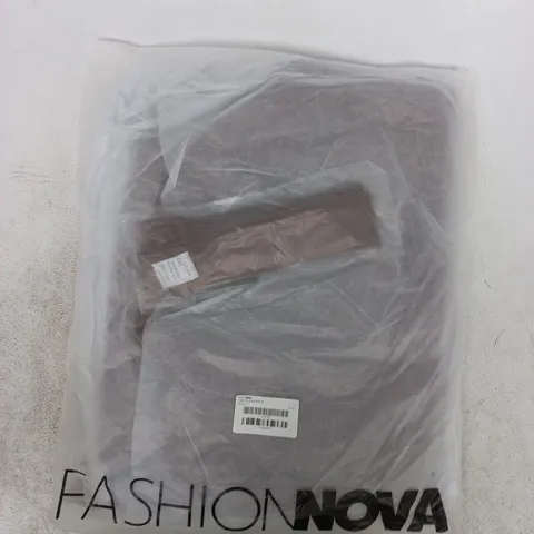 BAGGED FASHION NOVA VIENNA FAUX LEATHER SHORT SET IN BROWN SIZE LARGE