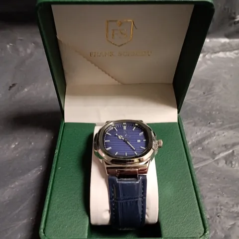 MENS FRANK SCHMIDT WATCH – TEXTURED DIAL WITH DATE – LEATHER STRAP