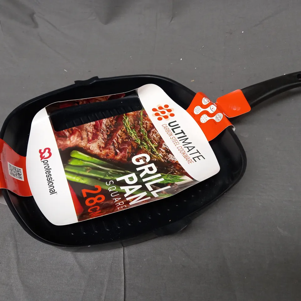 SQ PROFESSIONAL ULTIMATE CARBON STEEL 28CM SQUARE GRILL PAN