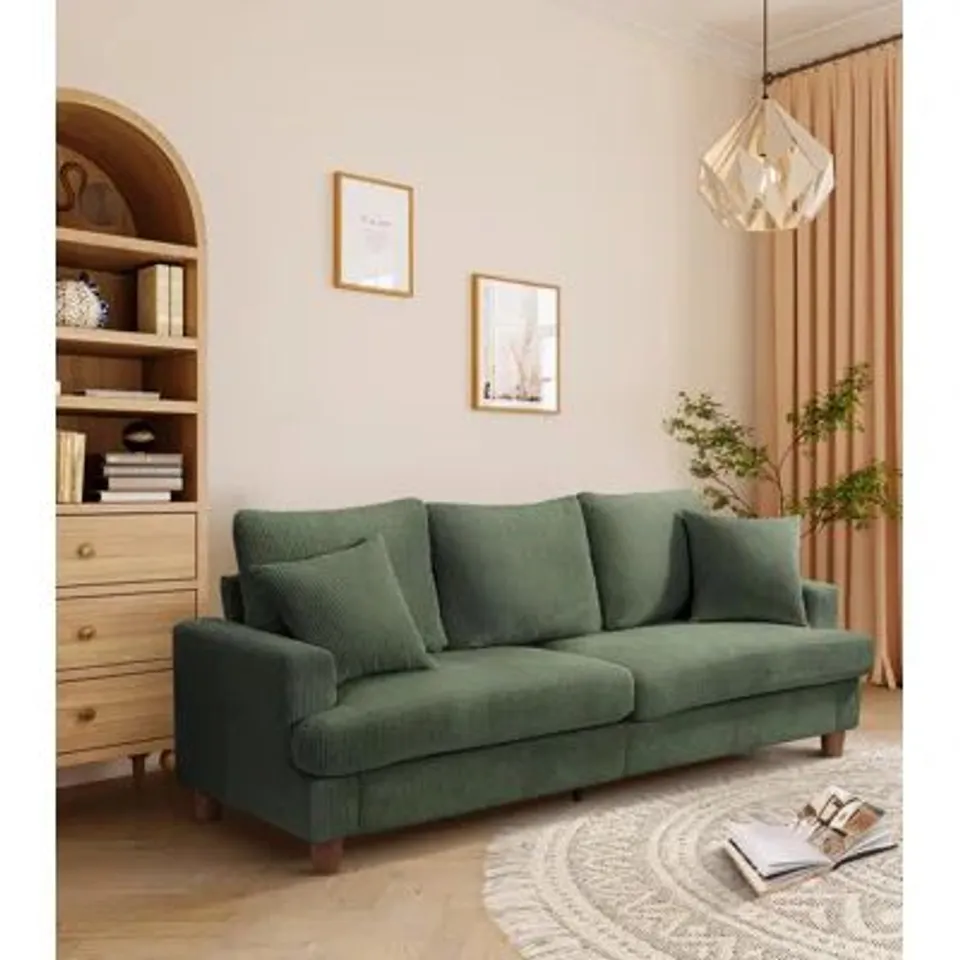 BOXED AND BAGGED  CORDUROY 3 SEATER SOFA WITH CUSHIONS ( 3 BOXES )