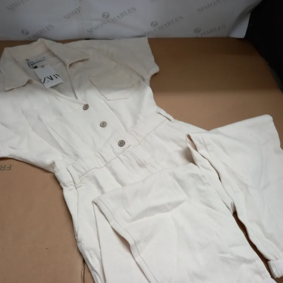 ZARA WHITE DENIM PLAYSUIT - EUR S