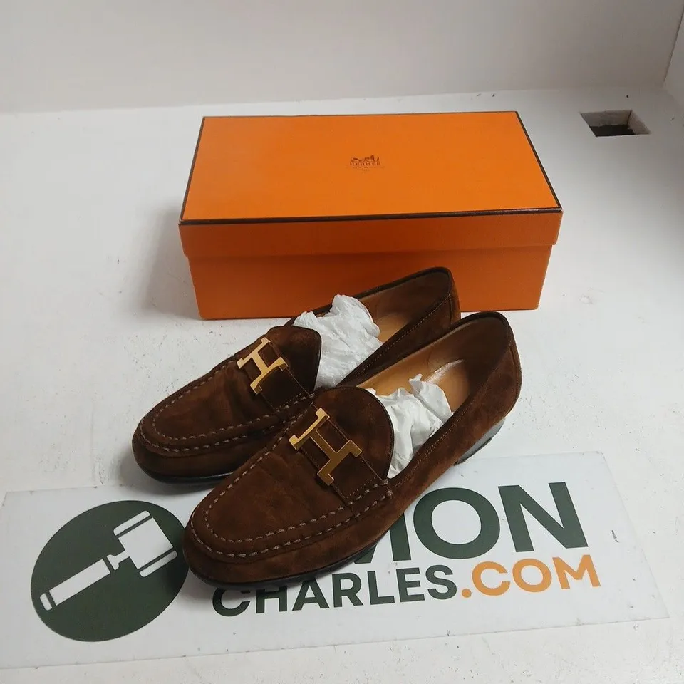 HERMÈS BROWN SUEDE HORSEBIT LOAFERS – UK 5 (EU 38)