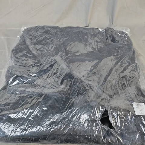 BOUX AVENUE STRIPE CUT PLUSH LONG ROBE - BLACK - SIZE L