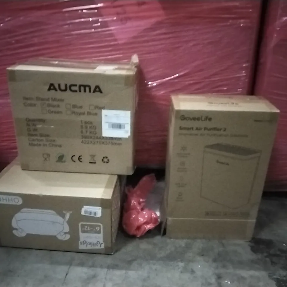 PALLET OF ASSORTED HOUSEHOLD GOODS AND PRODUCTS TO INCLUDE;SMART AIR PURIFIER,STAND MIXER,BOOSTER SEAT 