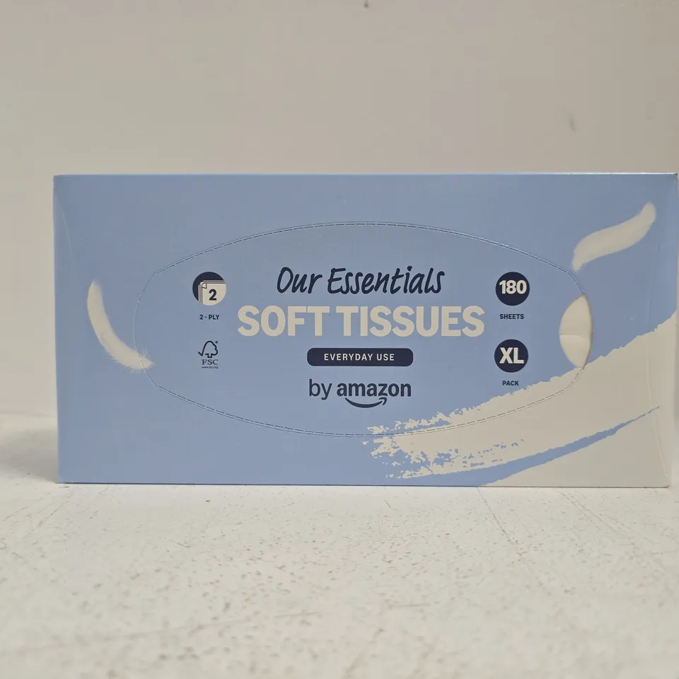BOX OF APPROXIMATELY 12 PACKS OF SOFT TISSUES FOR EVERYDAY USE (180 SHEETS PER PACK)