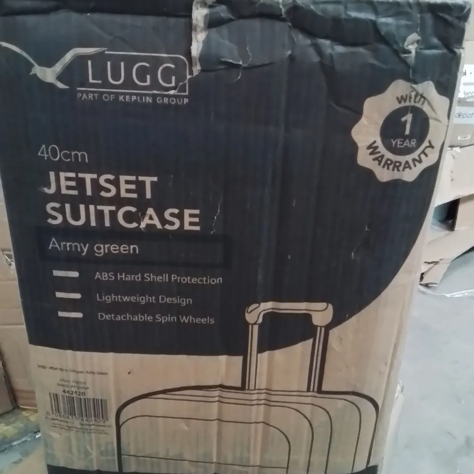 BOXED LUGG 40CM JETSET SUITCASE ARMY GREEN