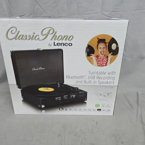 LENCO CLASSIC PHONO TURNTABLE – BLUETOOTH, USB RECORDING, BUILT-IN SPEAKERS – BOXED
