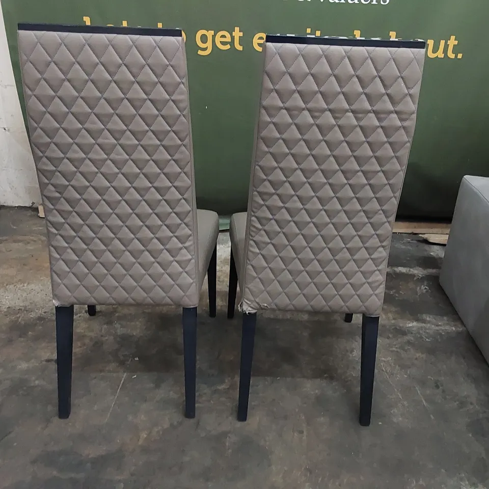 DESIGNER FAUX LEATHER BROWN/BLUE DINING CHAIRS - SET OF 2 (2 ITEMS)