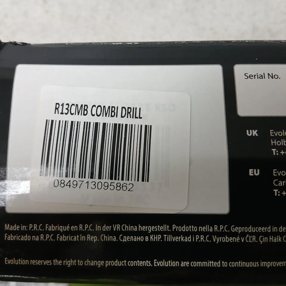FIVE BRAND NEW BOXED EVOLUTION R13 18V LI-ION EXT COMBI DRILL – TOOL ONLY