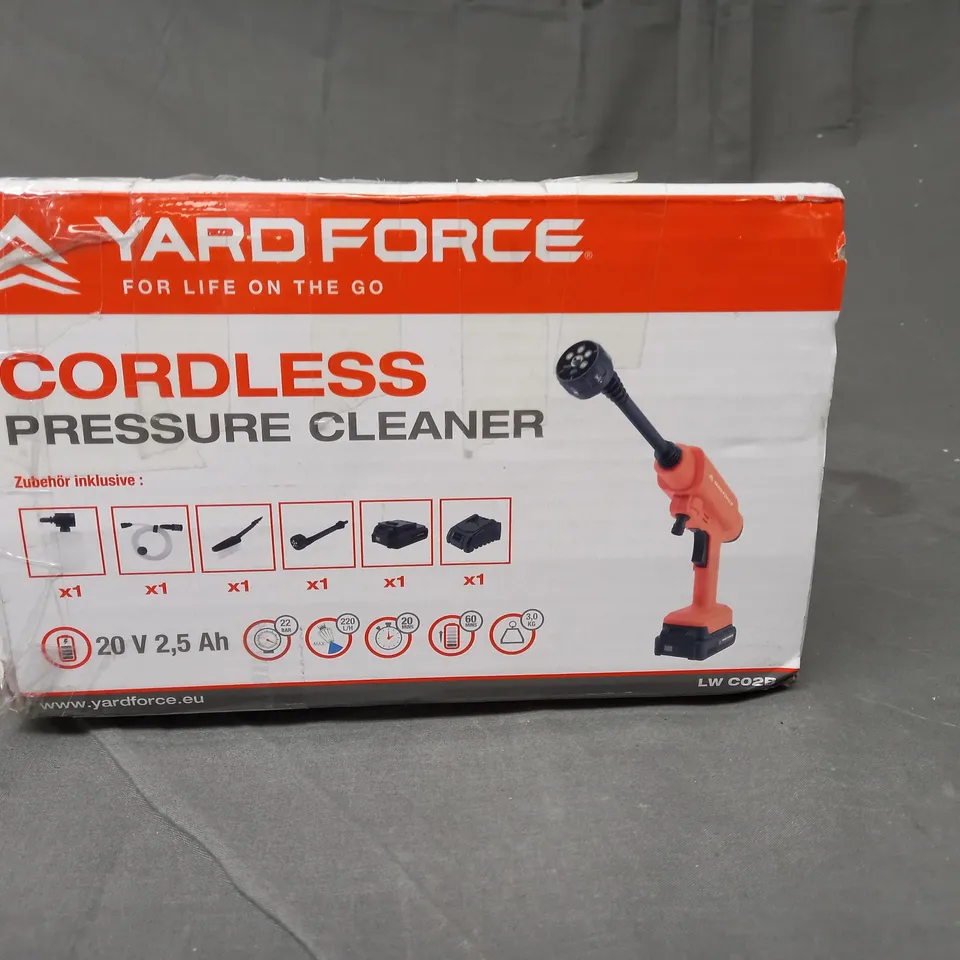 BOXED YARD FORCE 20V CORDLESS PRESSURE WASHER