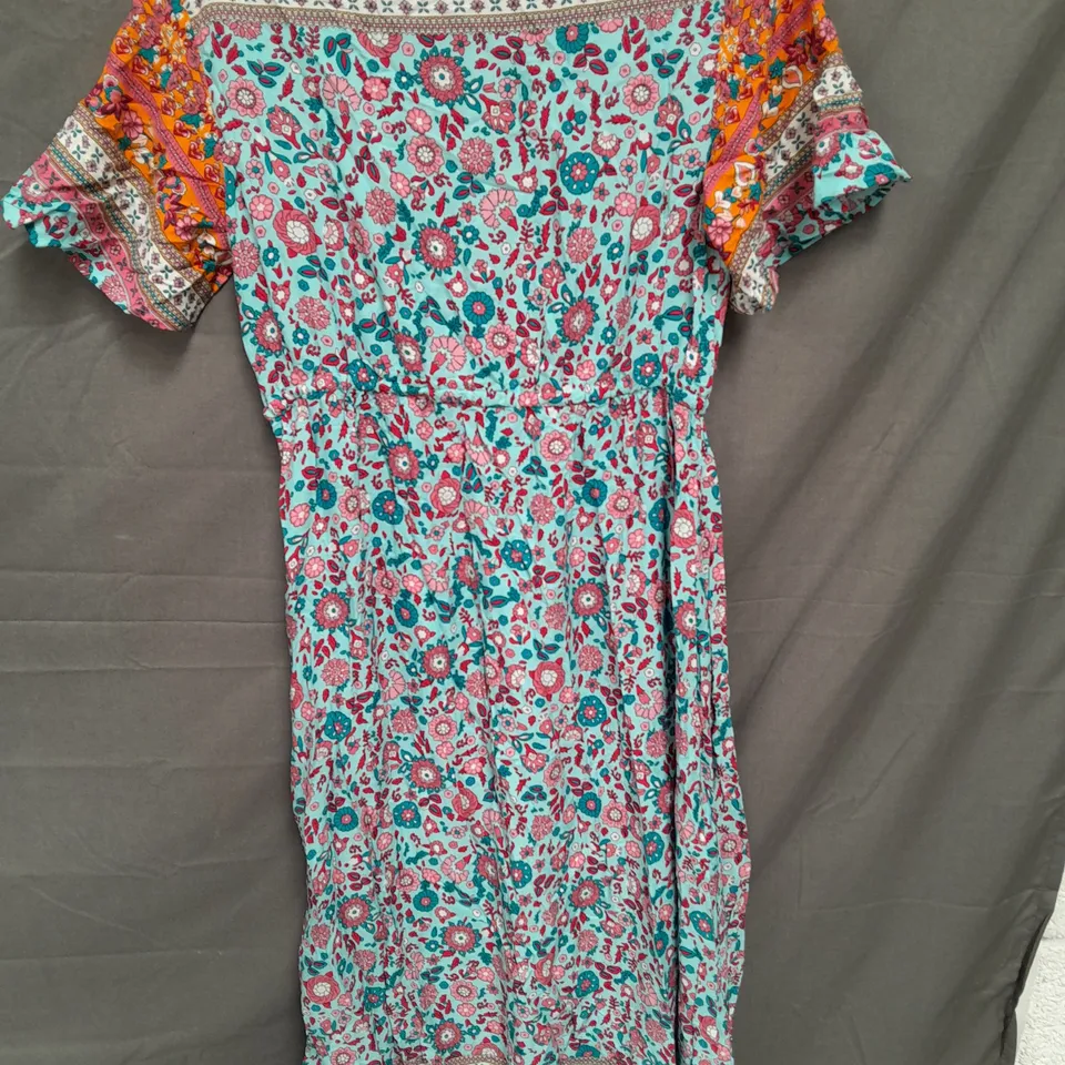 GRECERELLE LADIES MAXI GYPSY DRESS BLUE/MULTI FLORAL SIZE MEDIUM