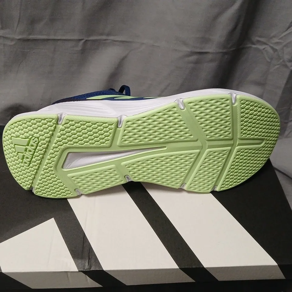 ADIDAS RUNNING SHOES – NAVY/NEON GREEN – BOXED UK SIZE 8