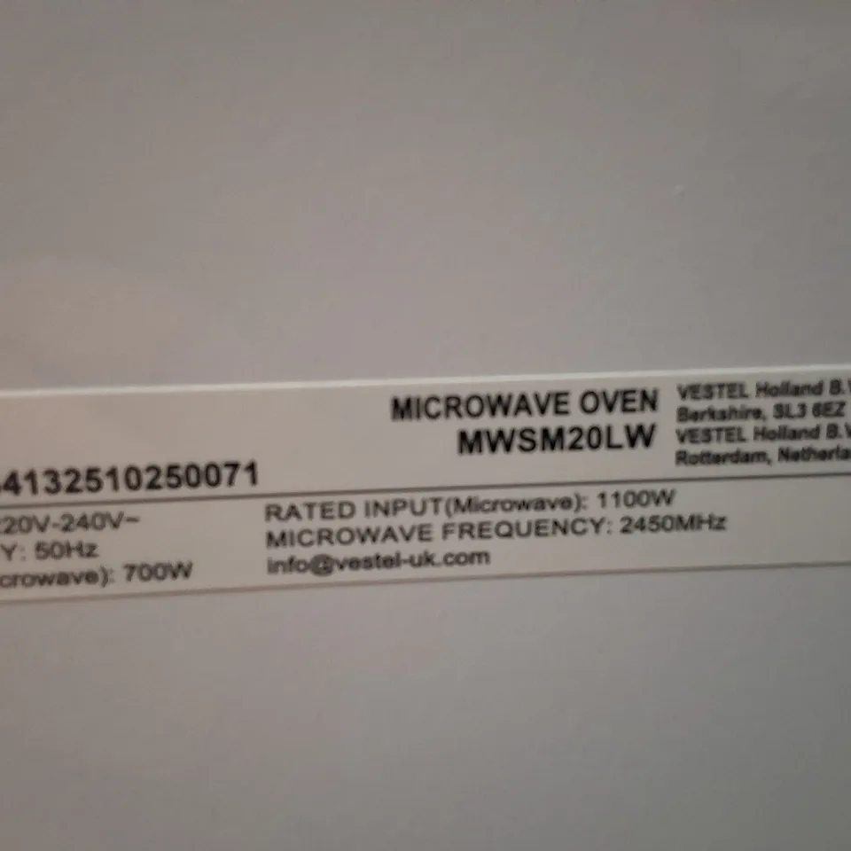 BOXED ELECTRA MICROWAVE OVEN MWMS20LW