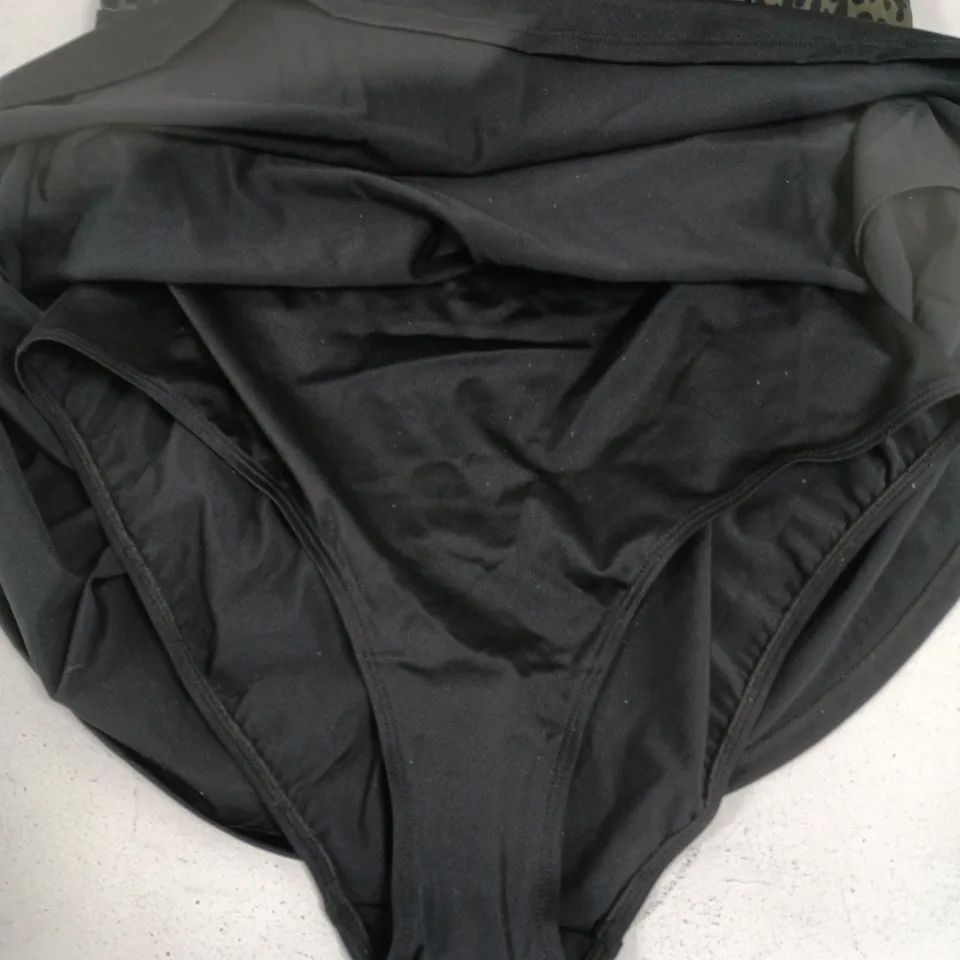 BONPRIX BLACK SWIM DRESS WITH BLACK LEOPARD PRINT TOP SIZE 20