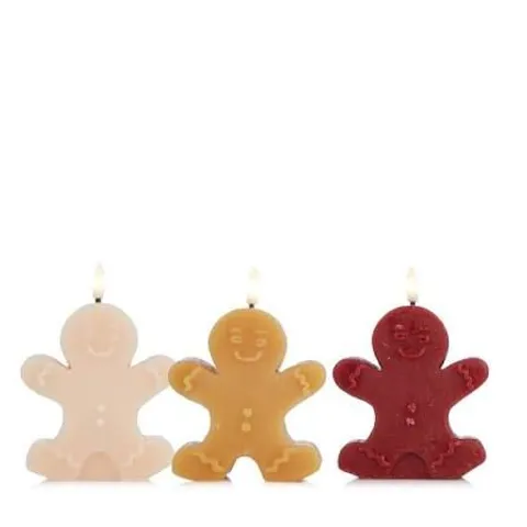 MY HOME STORIES SET OF THREE GINGERBREAD WAX FLAMELESS CANDLES 