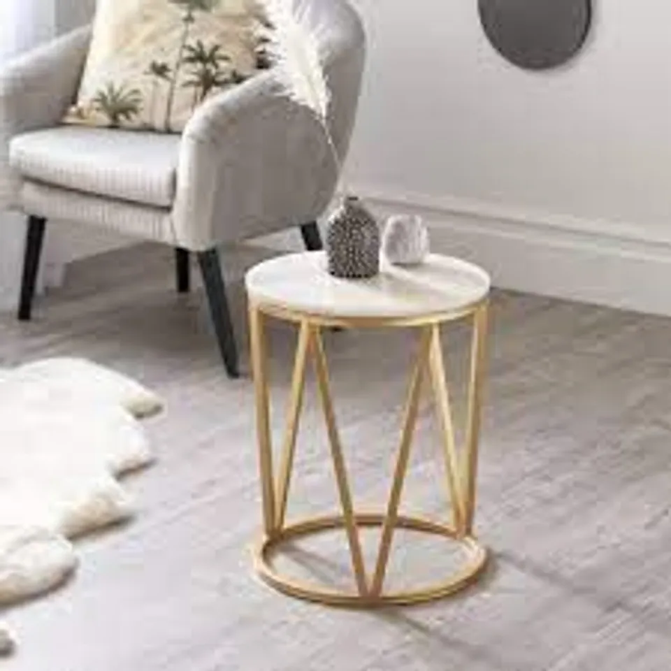 STELLA ROUND MARBLE SIDE TABLE RRP £99