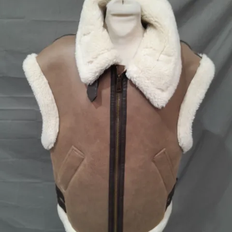ZARA BROWN FAUX LEATHER BORG LINED - EUR S