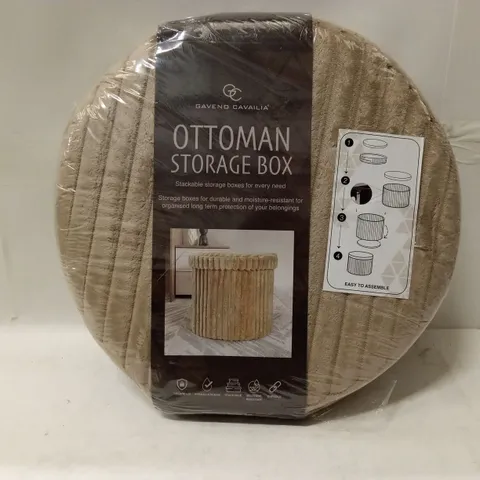 GAVENO CAVAILIA OTTOMAN STORAGE BOX – ROUND, FABRIC, BOXED