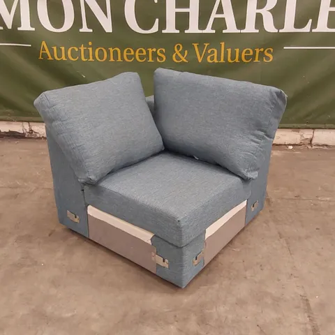 QUALITY DESIGNER BLUE FABRIC CORNER SOFA SECTION