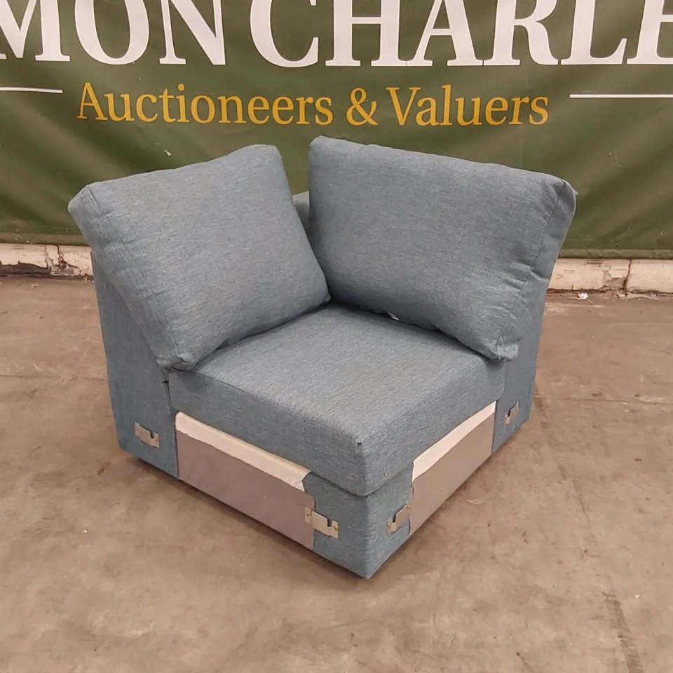 QUALITY DESIGNER BLUE FABRIC CORNER SOFA SECTION