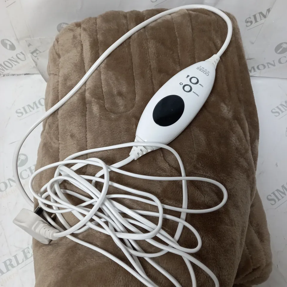 COZEE HOME HEATED BLANKET IN DARK TAUPE