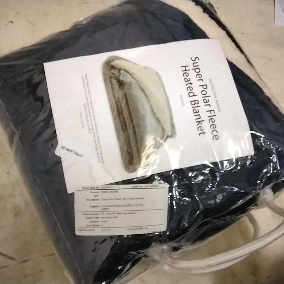 BOXED SUPER POLAR FLEECE 160CM X 120CM HEATED BLANKET( NAVY BLUE )