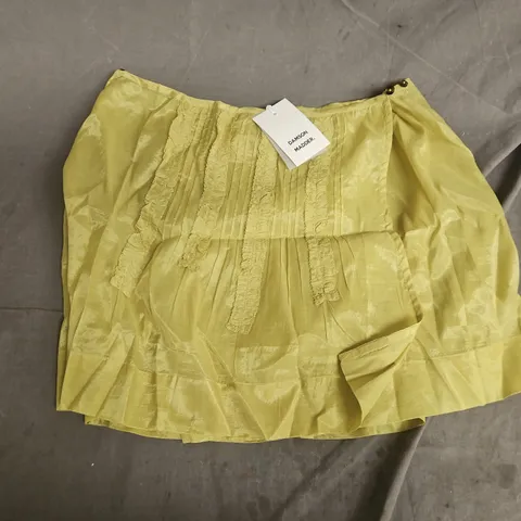 DAMSON MADDER GLINDA RUFFLE MINI SKIRT – GOLDEN LIME, UK SIZE 16