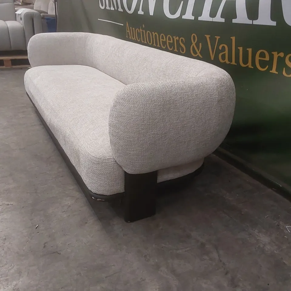 QUALITY DESIGNER DANETTI FLORENCE NATURAL FABRIC WITH DARK WOOD 3 SEATER SOFA RRP £1429