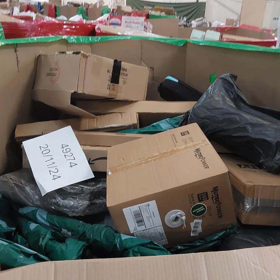PALLET OF ASSORTED CONSUMER PRODUCTS TO INCLUDE: RUGS, LED WALL LAMP, DOOR BELL SOLAR PANEL, LAPTOP STAND, TOILET SEAT COVER ECT