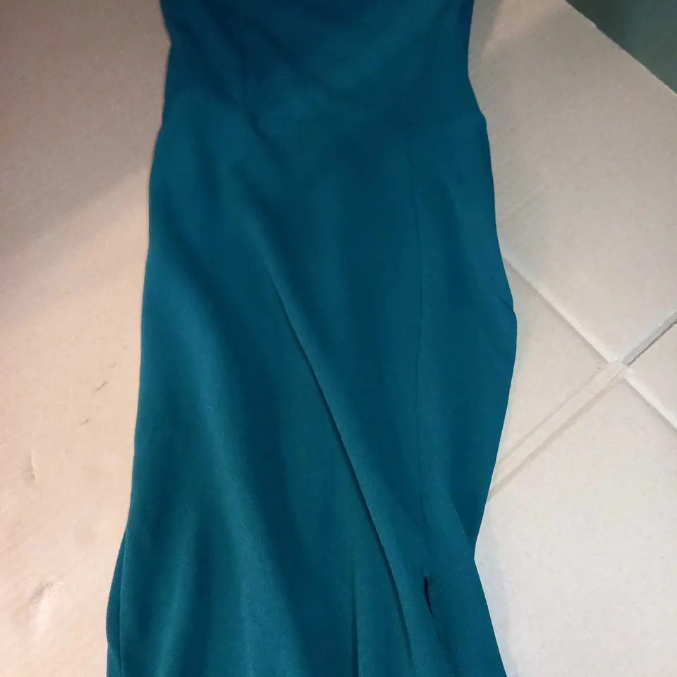 CLUB L BOTTLE GREEN BANDEAU MAXI WITH SPLIT HEM - SIZE 6