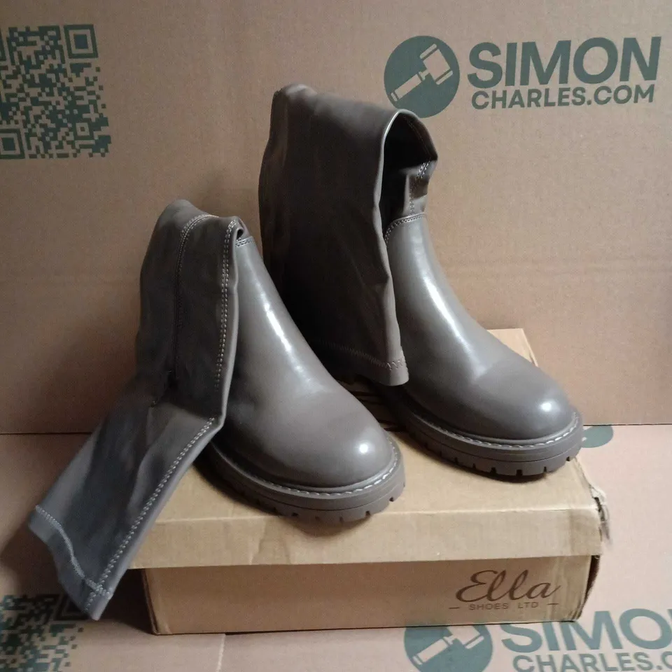 ELLA SHOES KNEE HIGH BOOTS ZIP FASTENING MUSHROOM SIZE 5