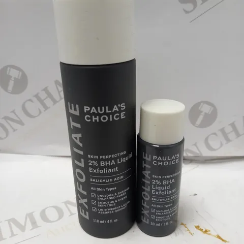 LOT OF 2 PAULA'S CHOICE SKIN PERFECTING 2% BHA LIQUID EXFOLIANT - 118ML & 30ML