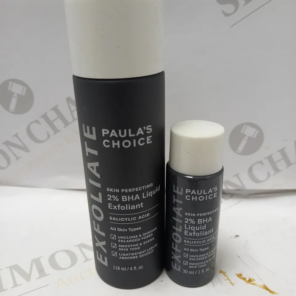 LOT OF 2 PAULA'S CHOICE SKIN PERFECTING 2% BHA LIQUID EXFOLIANT - 118ML & 30ML 