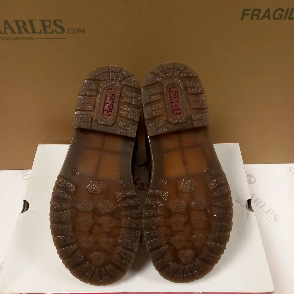 RIEKER LACE UP ANKLE BOOTS BRONZE - UK SIZE 6