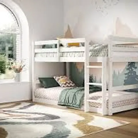 BOXED FLAIR SHASHA LOW WOODEN DETACHABLE BUNK BED - WHITE (3 BOXES)