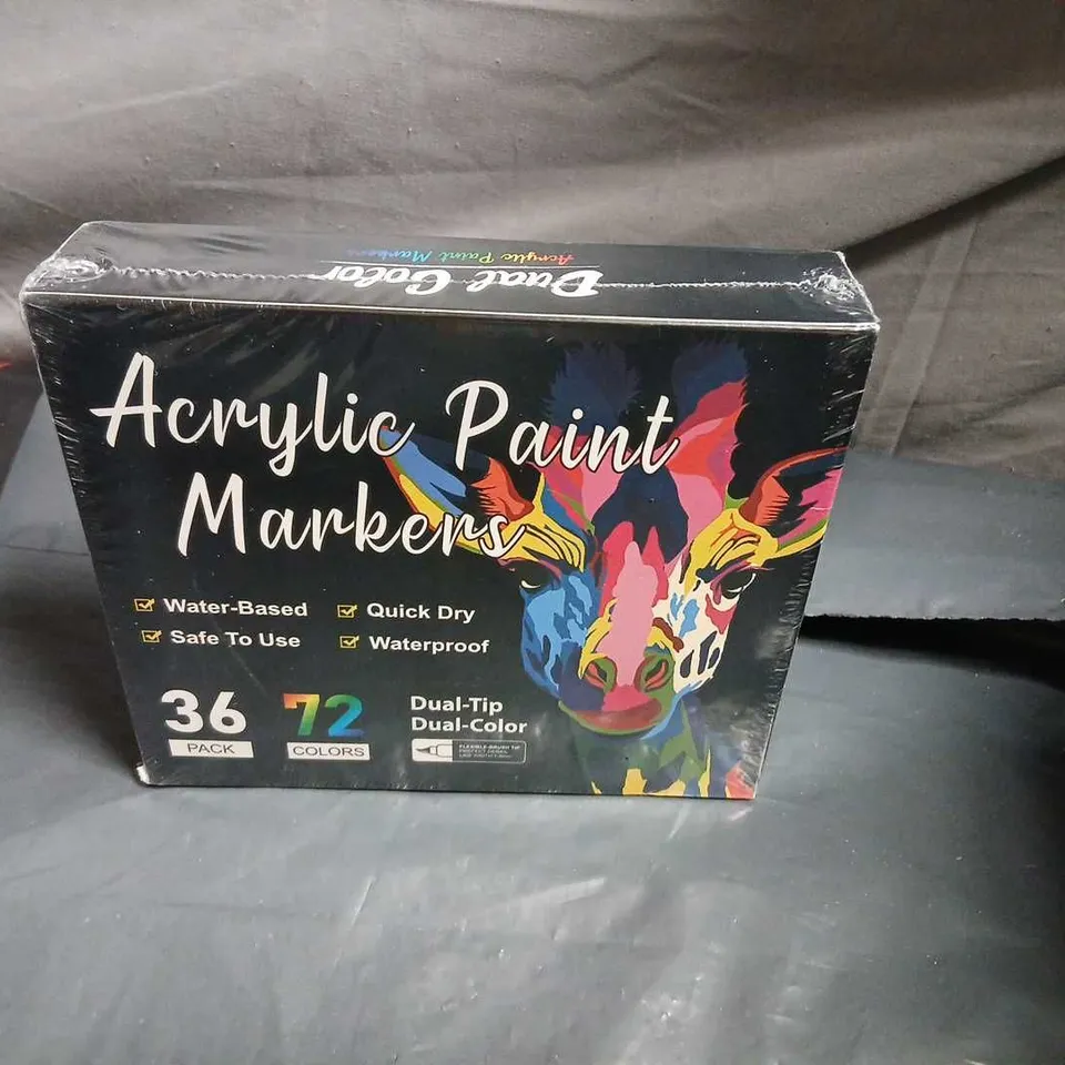 ACRYLIC PAINT MARKERS SET – 72 COLORS, DUAL-TIP (36 PACK)
