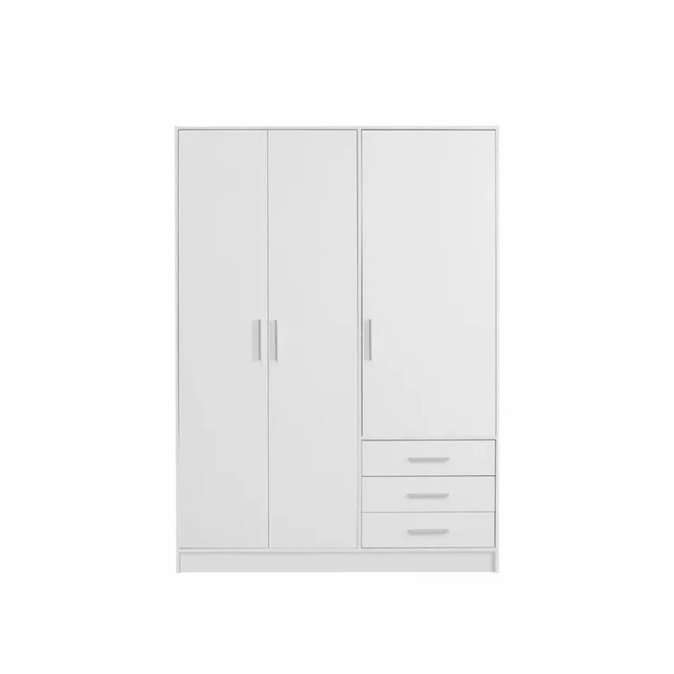 BOXED - SHOAF 3-DOOR WARDROBE MATTE WHITE - 5 BOXES