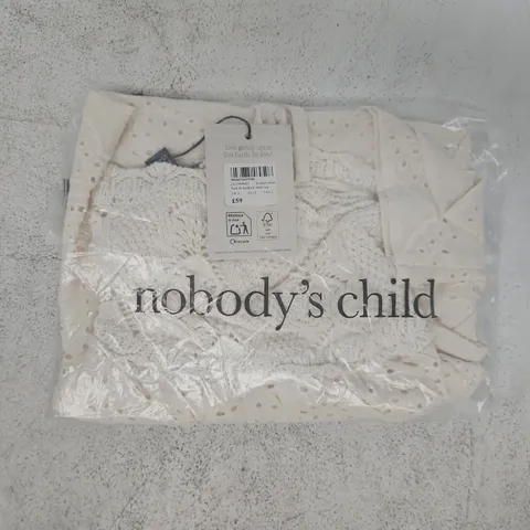 BAGGED NOBODY'S CHILD KNIT & BRODERIE CAMI TOP IN CREAM SIZE UK SMALL