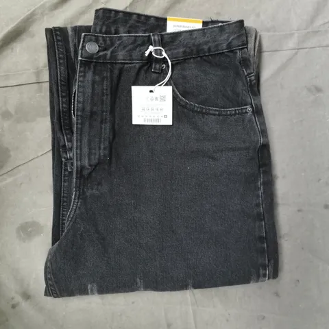 PULL & BEAR SUPER BAGGY FIT JEANS IN BLACK SIZE UK 18