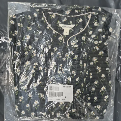 SEALED MONSOON ORIELLE PINTUCK FLORAL BLOUSE IN BLACK SIZE MEDIUM