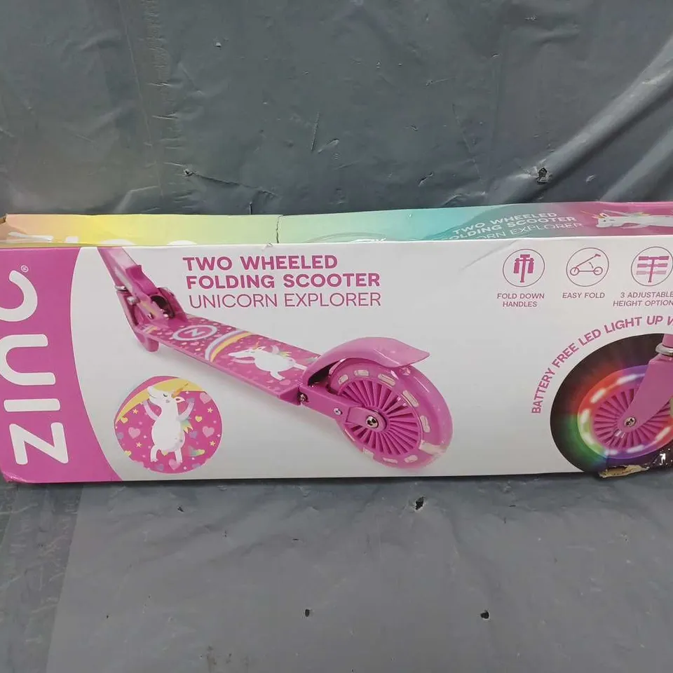 ZINC TWO WHEELED FOLDING SCOOTER UNICORN EXPLORER 