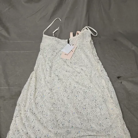 OH POLLY RHINESTONE MINI DRESS IN WHITE SIZE 12