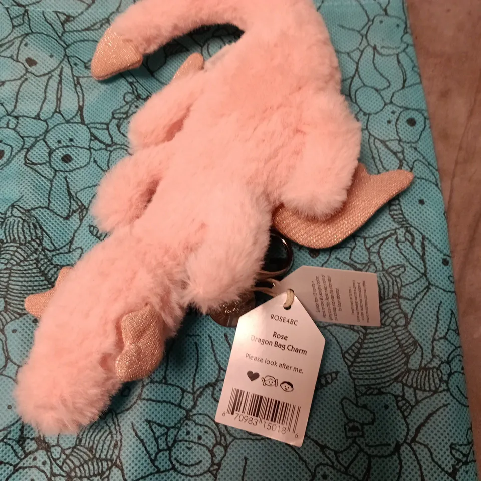 JELLYCAT ROSE DRAGON BAG CHARM - PINK PLUSH