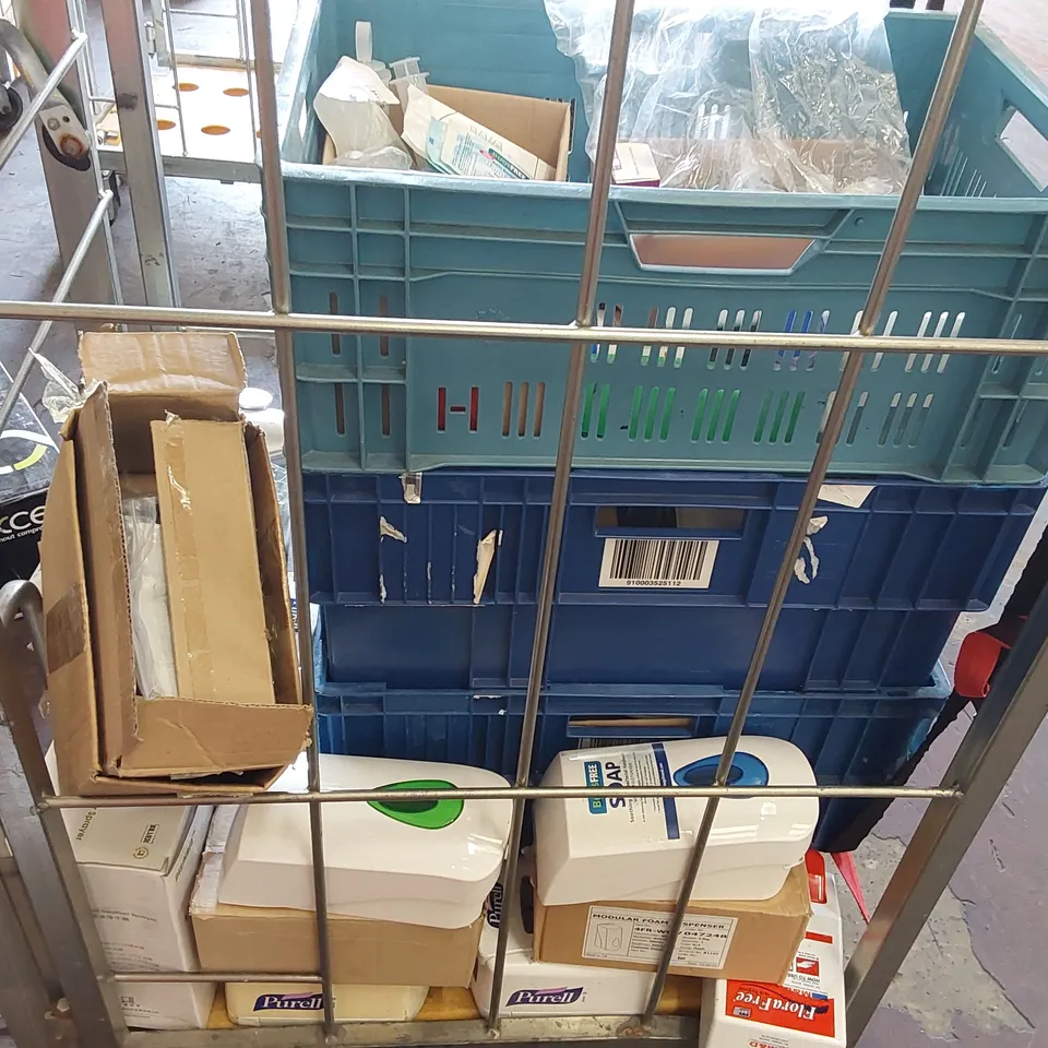 CAGE OF ASSORTED UNPROCESSED SANITARY PRODUCTS (CAGE NOT INCLUDED)