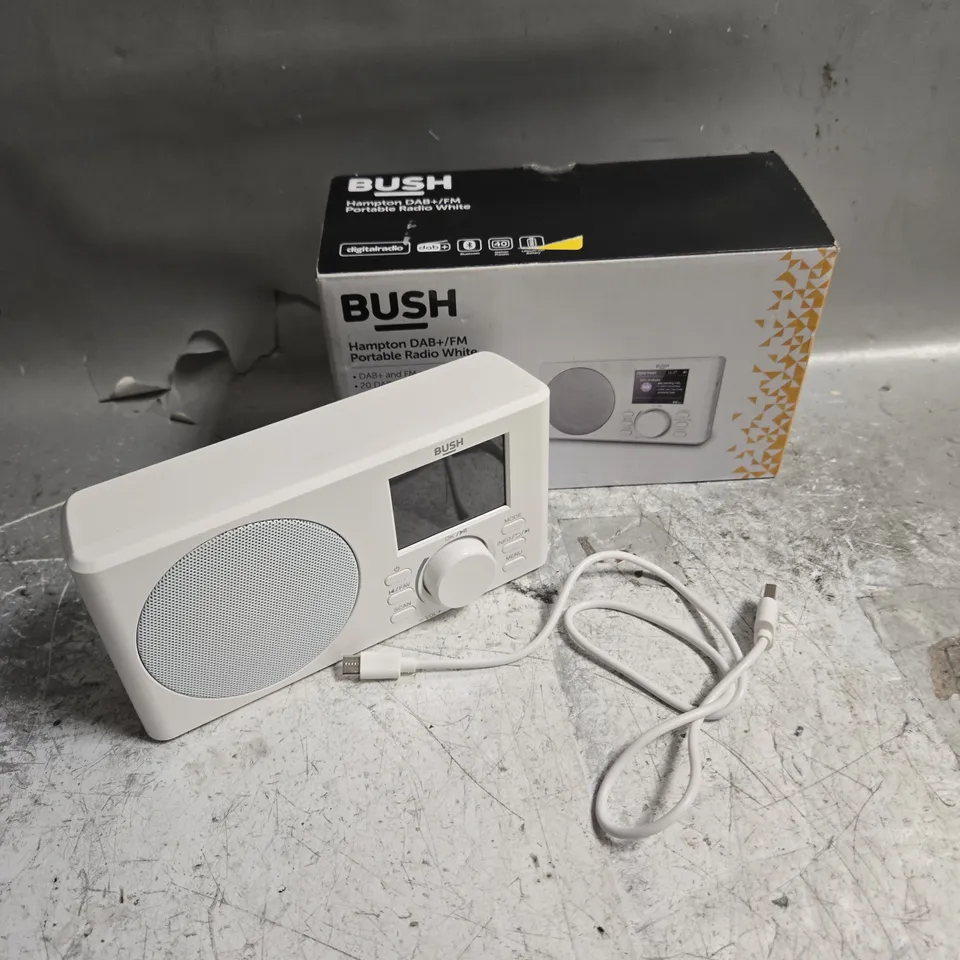 BOXED BUSH HAMPTON DAB+/FM PORTABLE RADIO IN WHITE 