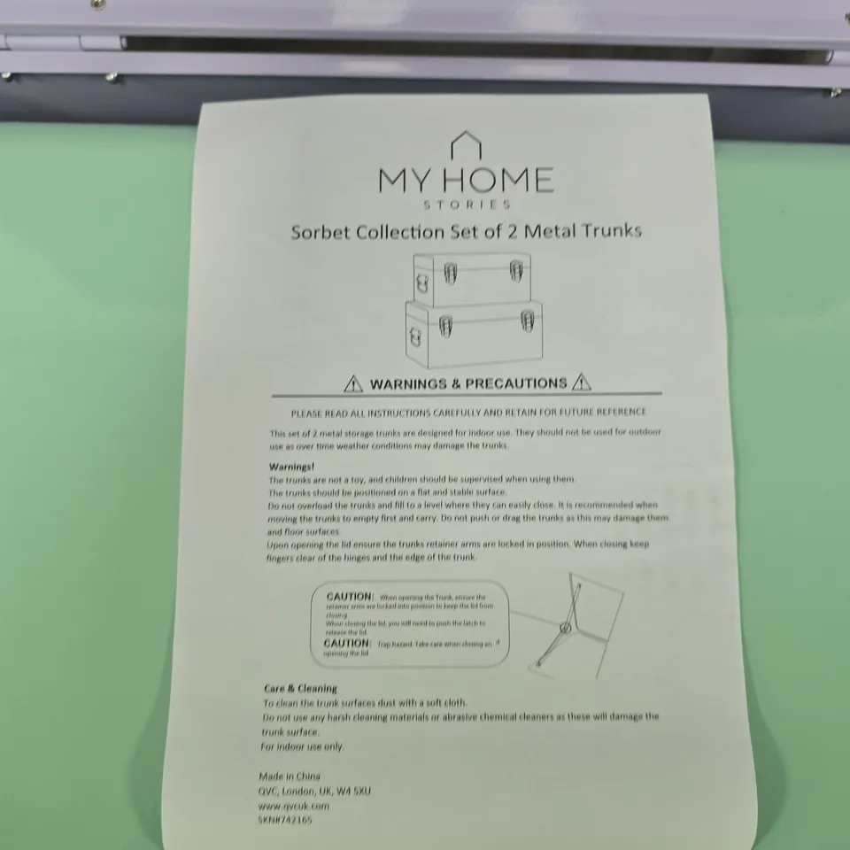 MY HOME STORIES SORBET COLLECTION SET OF 2 METAL TRUNKS – STORAGE CHESTS