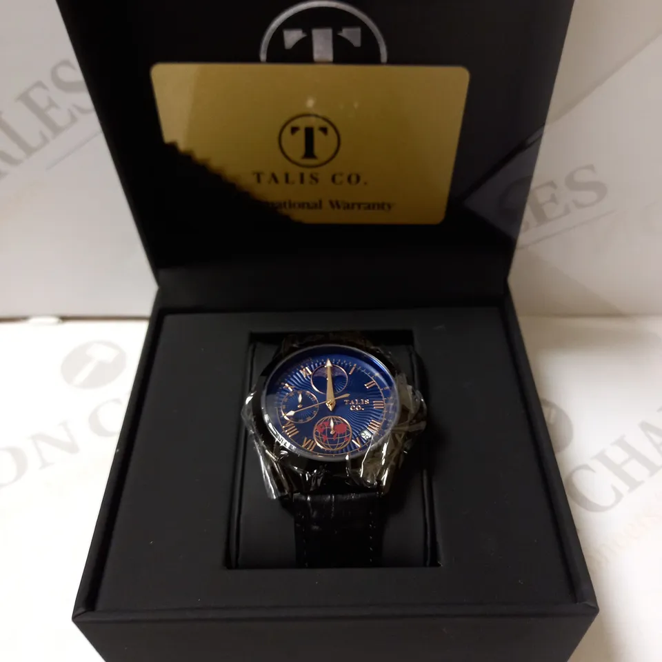 TALIS CO DATE DIAL BLACK CROC LEATHER STRAP WRISTWATCH RRP £550