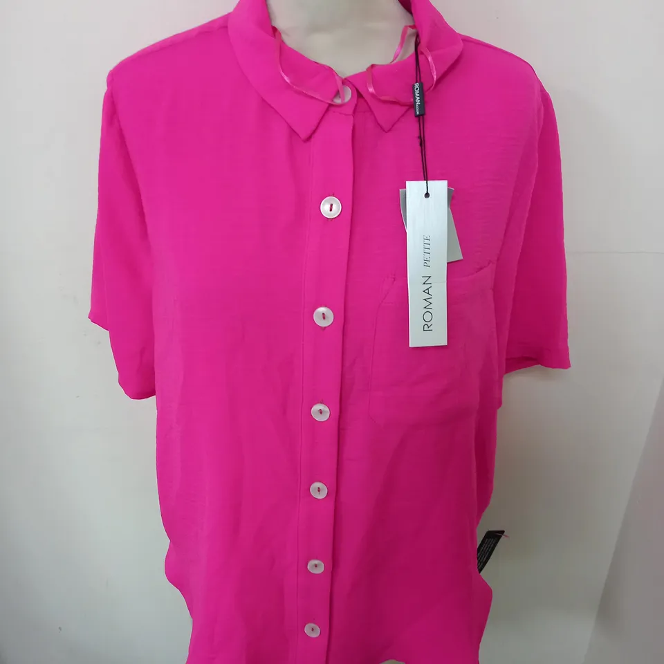 ROMAN PETITE PINK BUTTON UP BLOUSE - 14