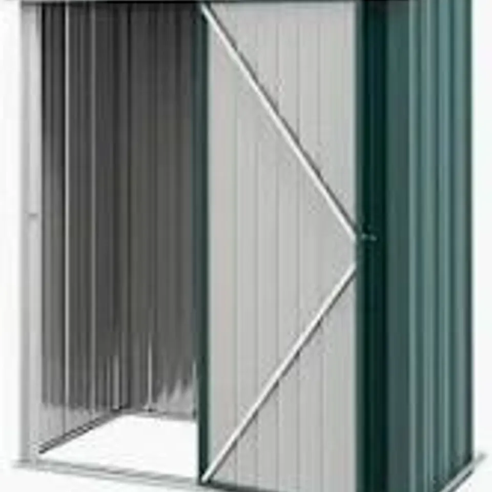 BOXED OUTSUNNY OUTDOOR STORAGE SHED, GARDEN METAL STORAGE SHED W/ SINGLE DOOR FOR GARDEN, PATIO, 5.3FT X 3.1FT, GREEN