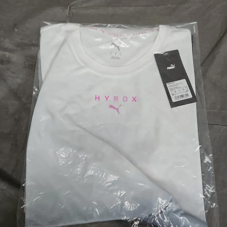BAGGED PUMA HYROX POLY GRAPHIC TEE IN WHITE - SMALL